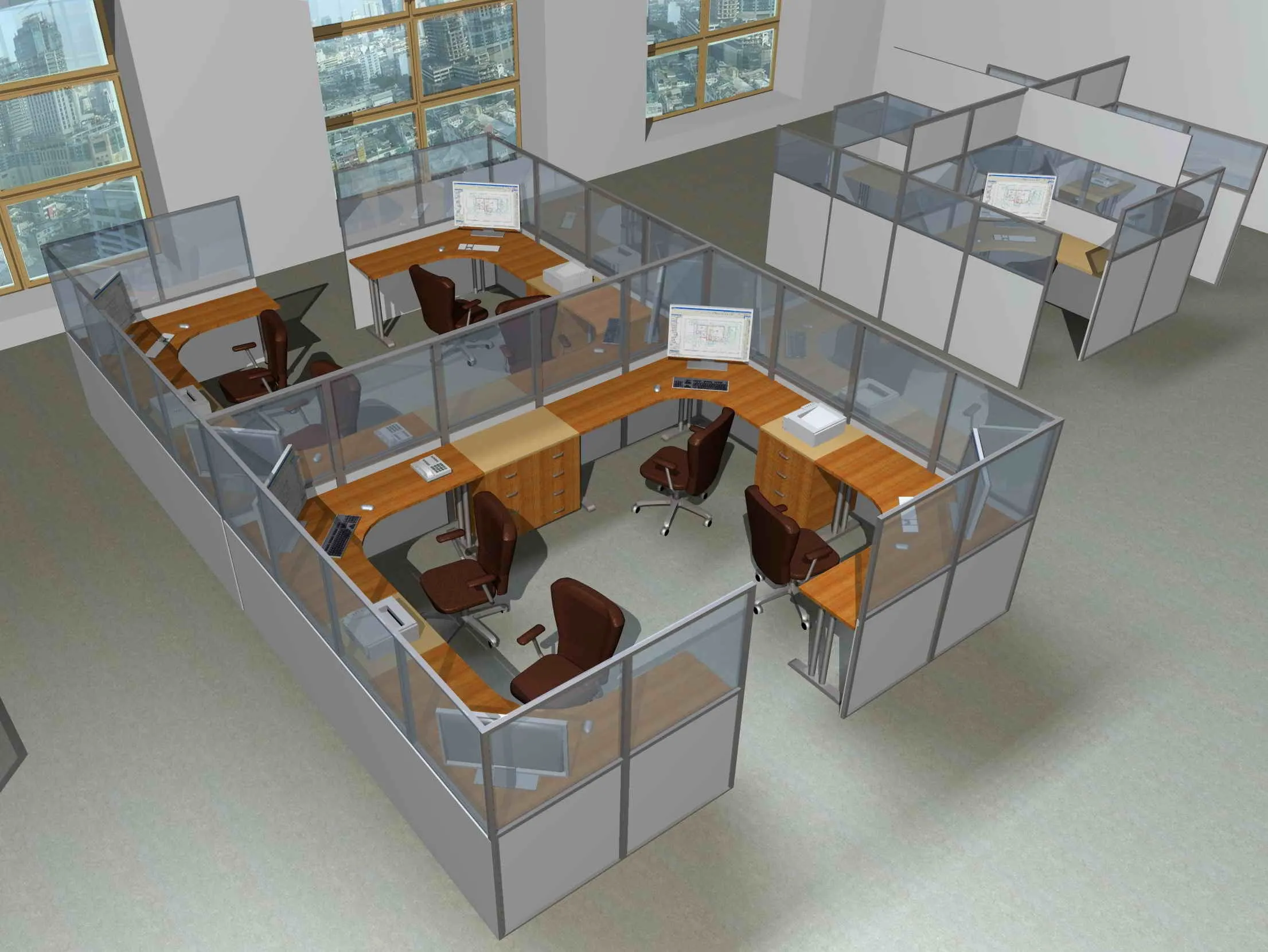 Легкие офисные перегородки – вид сверху в офисе